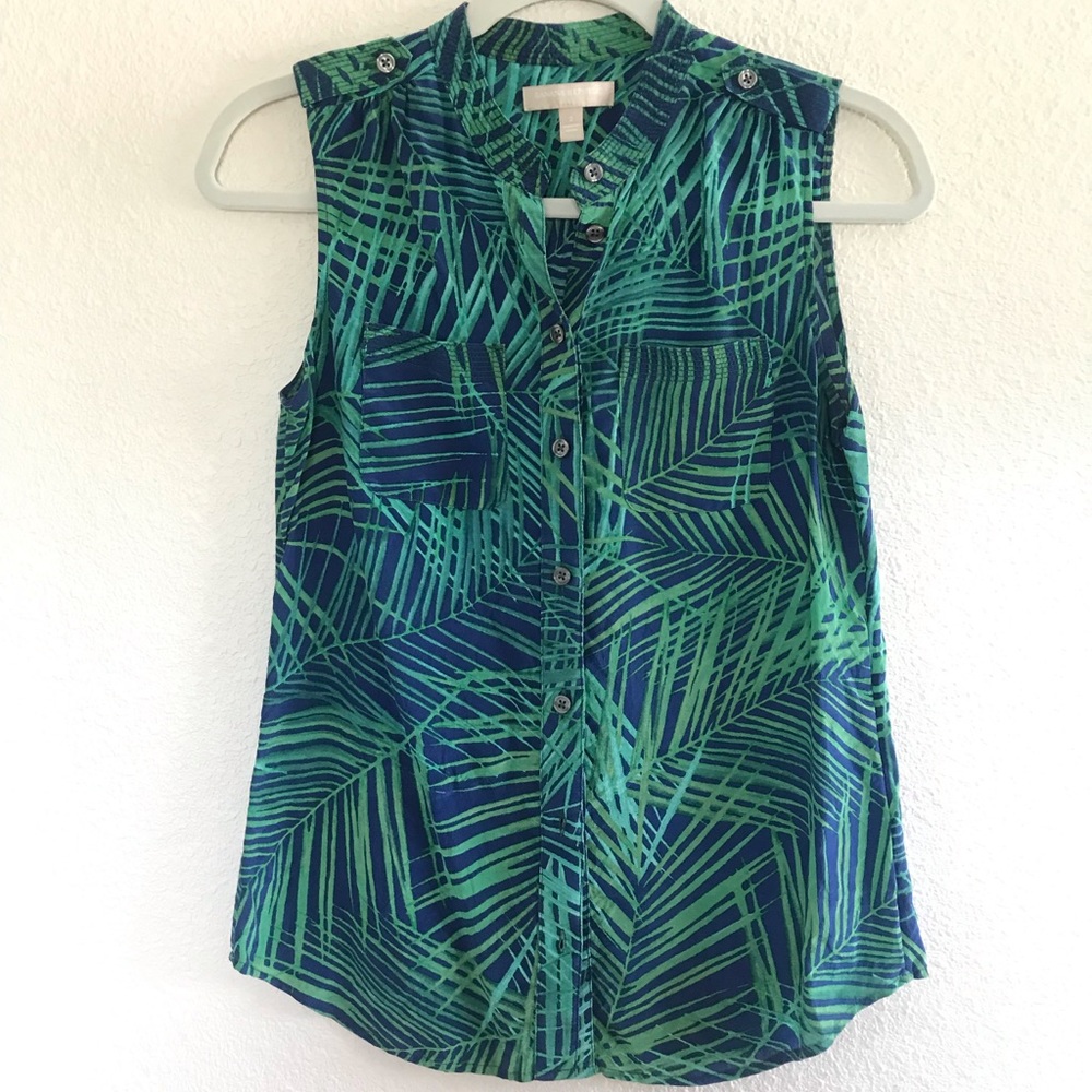 100% silk palm print top